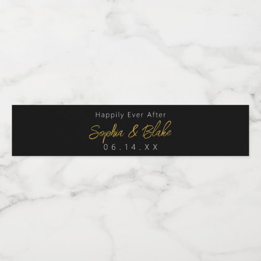 Zwarte en witte bruiloft waterfles etiket (Enkel label)