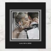 Zwarte en witte bruiloft wijn etiket (Enkel label)