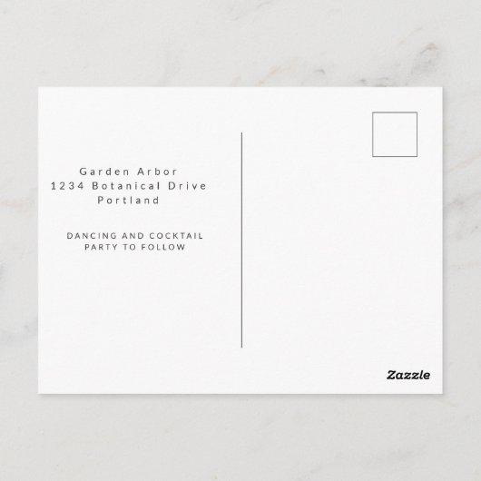 Zwarte en witte bruinbloem bruiloft briefkaart (Achterkant)