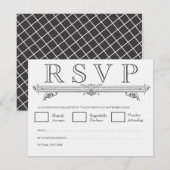  zwarte en witte bruine bruiloft RSVP-kaarten RSVP Kaartje (Voorkant / Achterkant)
