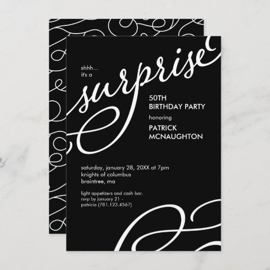 Zwarte en witte bruine verrassingsfeest in kaart (Voorkant / Achterkant)