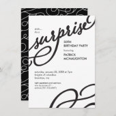 Zwarte en witte bruine verrassingsfeest kaart (Voorkant / Achterkant)