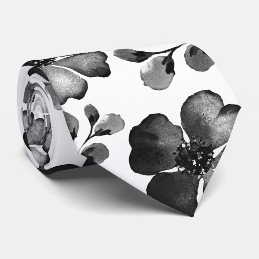 Zwarte en witte bruine Waterverf bruiloft Stropdas (Opgerold)