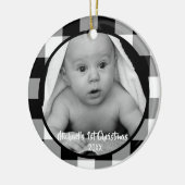 Zwarte en Witte Buffalo Controleer de eerste kerst Keramisch Ornament (Links)