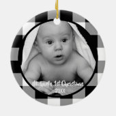 Zwarte en Witte Buffalo Controleer de eerste kerst Keramisch Ornament (Achterkant)