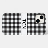 Zwarte en witte Buffalo geruite trendy monogram Case-Mate iPhone Case (Achterkant (horizontaal))