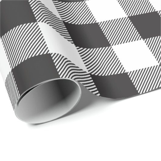 Zwarte en Witte Buffalo kerstmis Cadeaupapier (Rol Hoek)