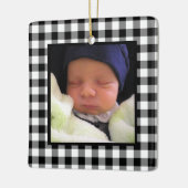 Zwarte en Witte Buffalo Pset Baby's eerste Kerstmi Keramisch Ornament (Links)