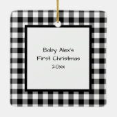 Zwarte en Witte Buffalo Pset Baby's eerste Kerstmi Keramisch Ornament (Achterkant)