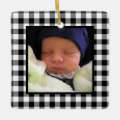 Zwarte en Witte Buffalo Pset Baby's eerste Kerstmi Keramisch Ornament (Voorkant)