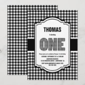 Zwarte en Witte Buffalo-spelden 1e verjaardag Kaart (Voorkant / Achterkant)