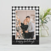 Zwarte en witte Buffalo-speldenfoto met kerstkaart (Staand voorkant)