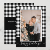 Zwarte en witte Buffalo-speldenfoto met kerstkaart (Voorkant / Achterkant)