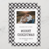 Zwarte en witte Buffalo-speldenfoto met kerstkaart (Voorkant / Achterkant)