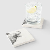 Zwarte en witte buffel stenen onderzetter (Zijkant)