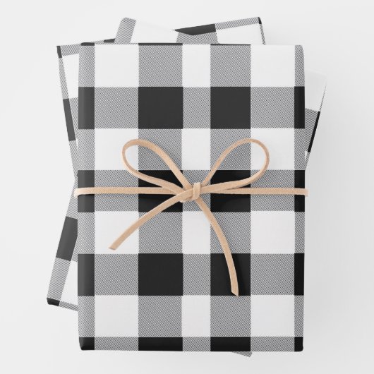 Zwarte en witte buffelkerst inpakpapier vel (In situ)