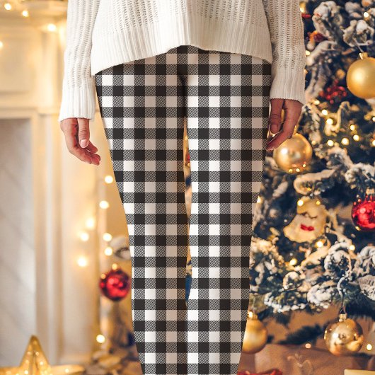 Zwarte en witte buffelkerst leggings