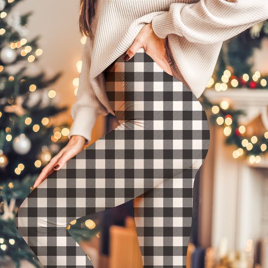 Zwarte en witte buffelkerst leggings