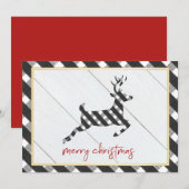Zwarte en witte buffelkoker voor kerstmis feestdagenkaart (Voorkant / Achterkant)