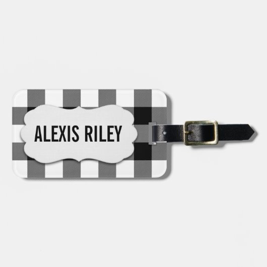 zwarte en witte buffelpleister bagagelabel (Voorkant horizontaal)