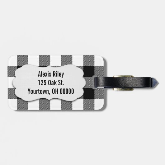 zwarte en witte buffelpleister bagagelabel (Achterkant horizontaal)