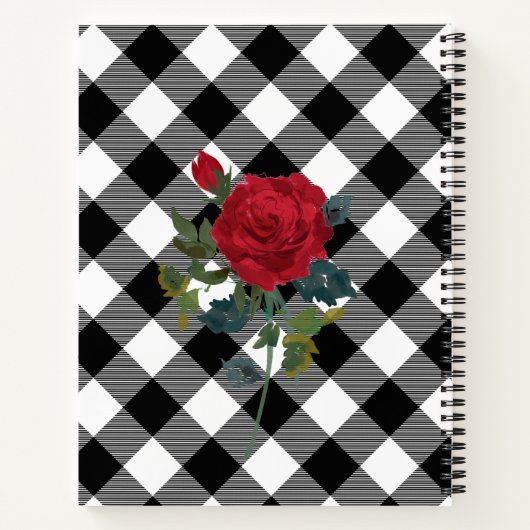  zwarte en witte buffelroodroos notitieboek (Achterkant)