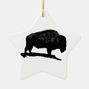 Zwarte en witte buffels keramisch ornament