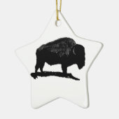 Zwarte en witte buffels keramisch ornament (Links)