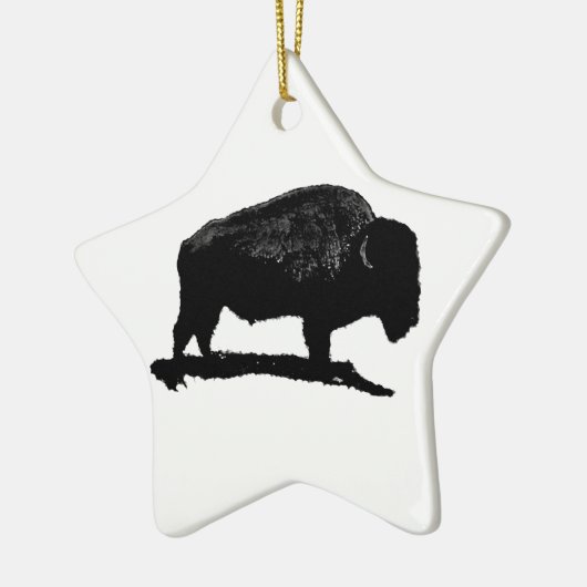 Zwarte en witte buffels keramisch ornament (Links)