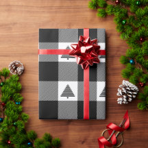 Zwarte en witte buffels met kerstbomen