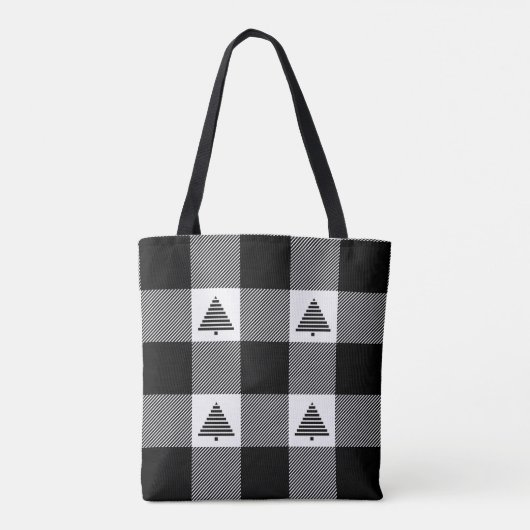 Zwarte en witte buffels met kerstbomen tote bag (Achterkant)