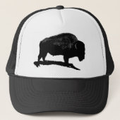 Zwarte en witte buffels trucker pet (Voorkant)