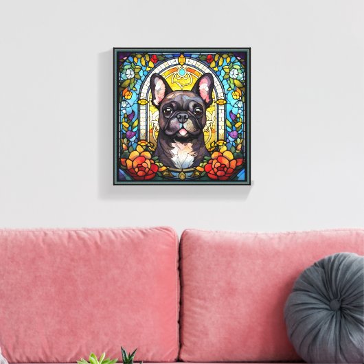 Zwarte en witte Bulldog Canvas Afdruk (Insitu (Woonkamer))