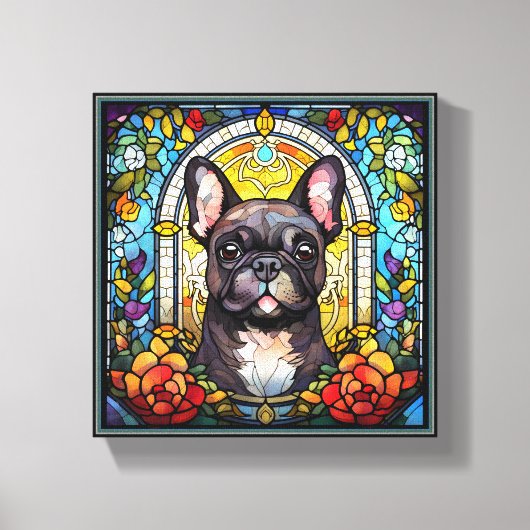 Zwarte en witte Bulldog Canvas Afdruk (Voorkant)