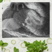 Zwarte en Witte Bulldog Puppy Theedoek (Gevouwen)