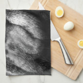 Zwarte en Witte Bulldog Puppy Theedoek (Quarter Fold)