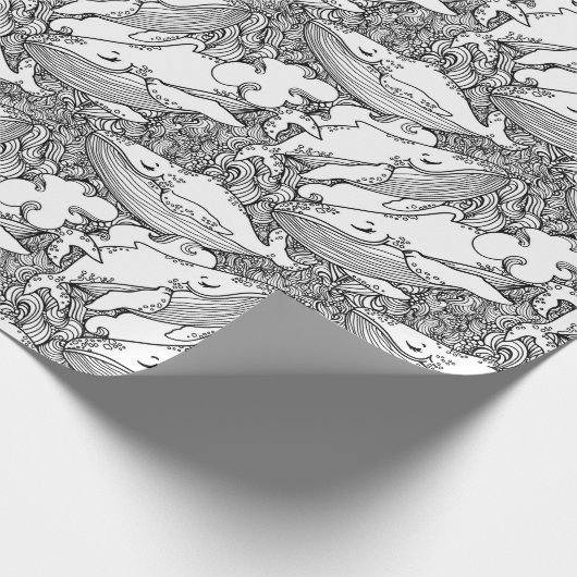 Zwarte en witte bultrug cadeaupapier (Hoek)