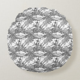 Zwarte en witte bultrug rond kussen