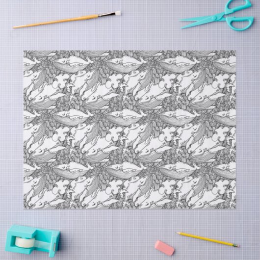 Zwarte en witte bultrug tissuepapier (Craft)