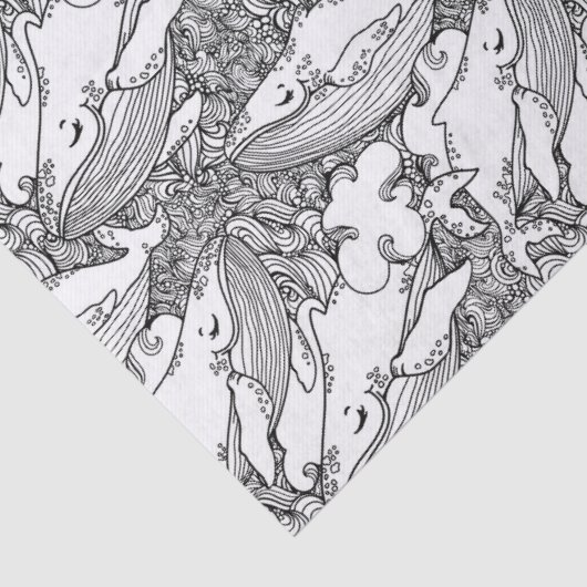 Zwarte en witte bultrug tissuepapier (Detail)