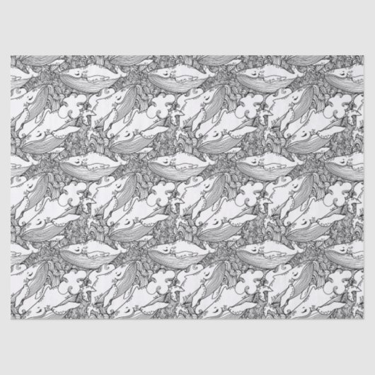 Zwarte en witte bultrug tissuepapier (Voorkant)