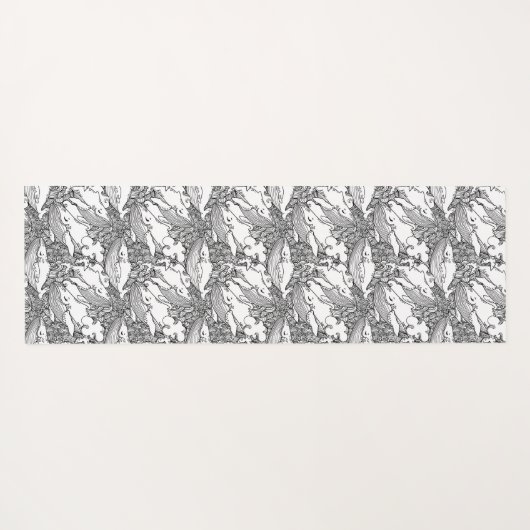 Zwarte en witte bultrug yogamat (Achterkant (horizontaal))