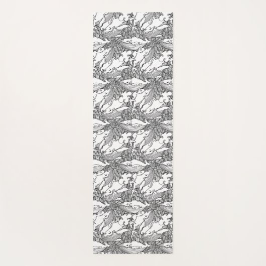 Zwarte en witte bultrug yogamat (Achterkant)