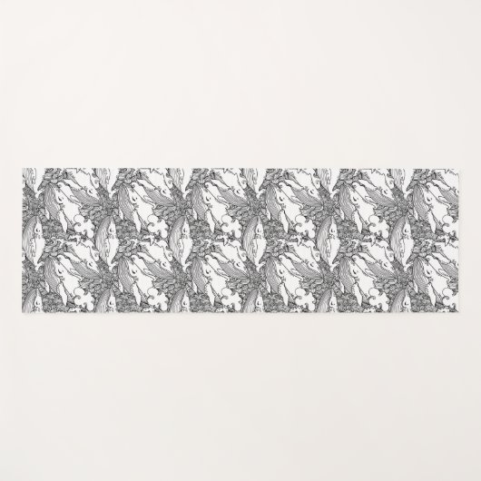 Zwarte en witte bultrug yogamat (Voorkant (horizontaal))