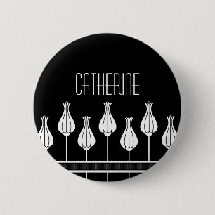 Zwarte en witte Button Deco Floral