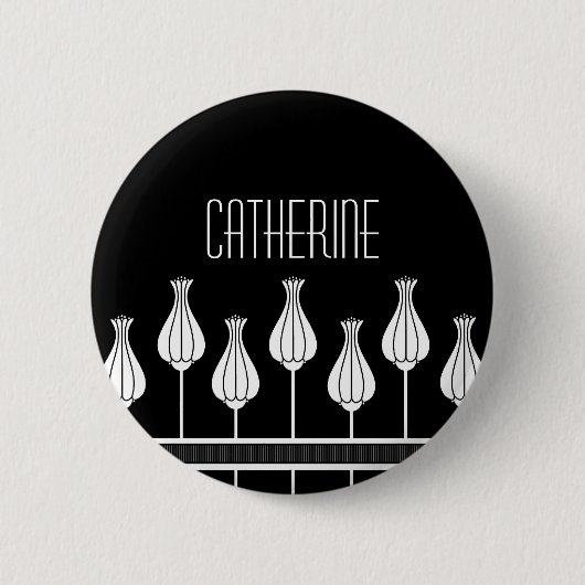 Zwarte en witte Button Deco Floral (Voorkant)