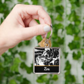 Zwarte en witte Button Sleutelhanger (Hand)