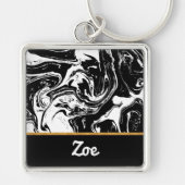 Zwarte en witte Button Sleutelhanger (Voorkant)