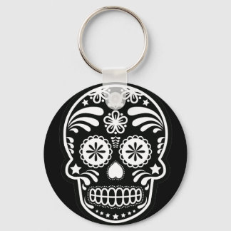 Zwarte en witte Button Sleutelhanger