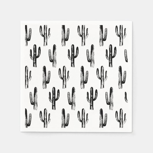 Zwarte en witte cactus. Cactussen patroon. botanis Servet (Voorkant)